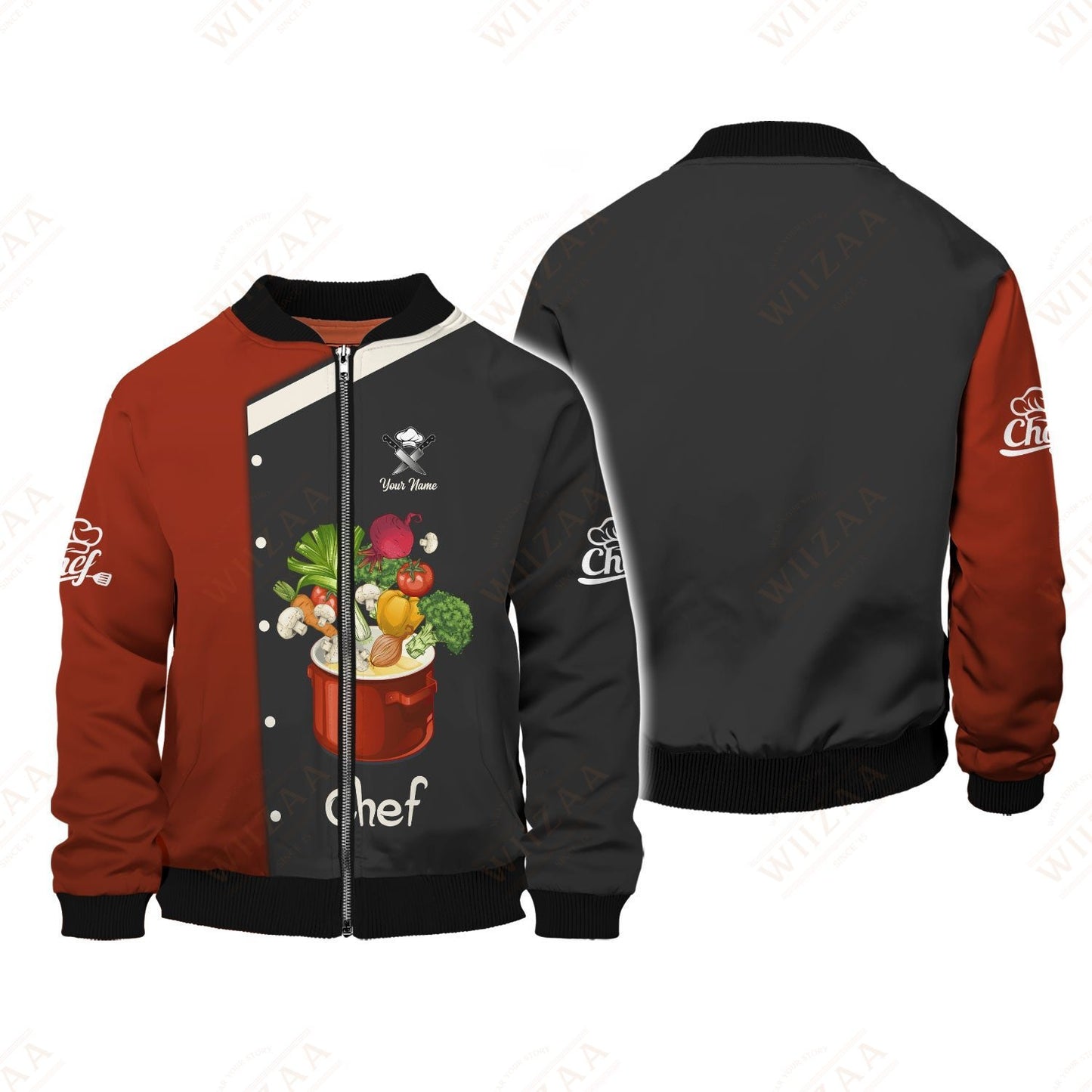 Camiseta de chef personalizada: elegante camiseta culinaria con estampado de verduras vibrantes para amantes de la comida