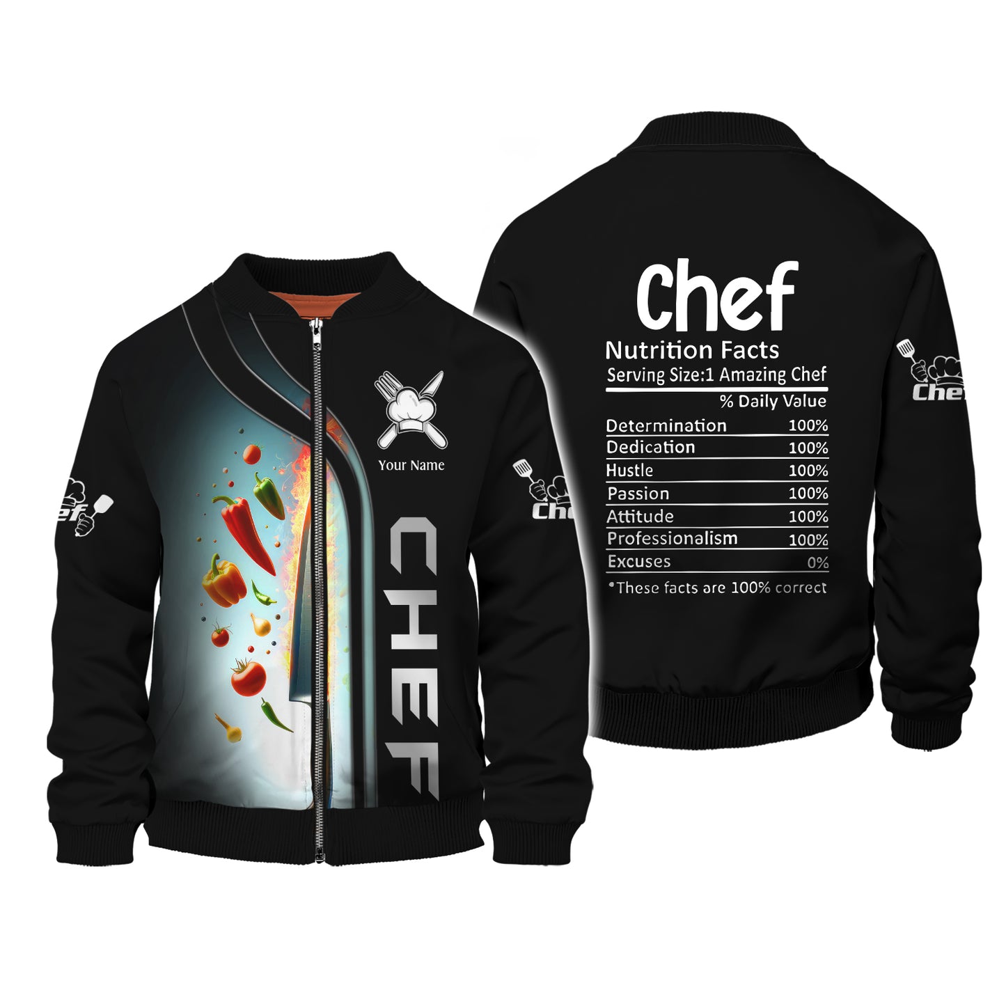 Chef's Knife And Vegetables 3D Shirts Knives Cooking Custom T-Shirt