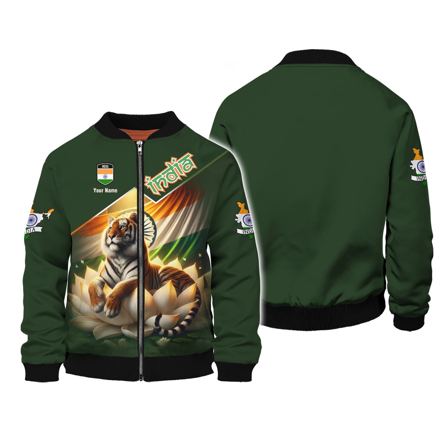 Camisetas personalizadas de la India, camiseta 3D con tigre y loto, regalo para amantes de la India