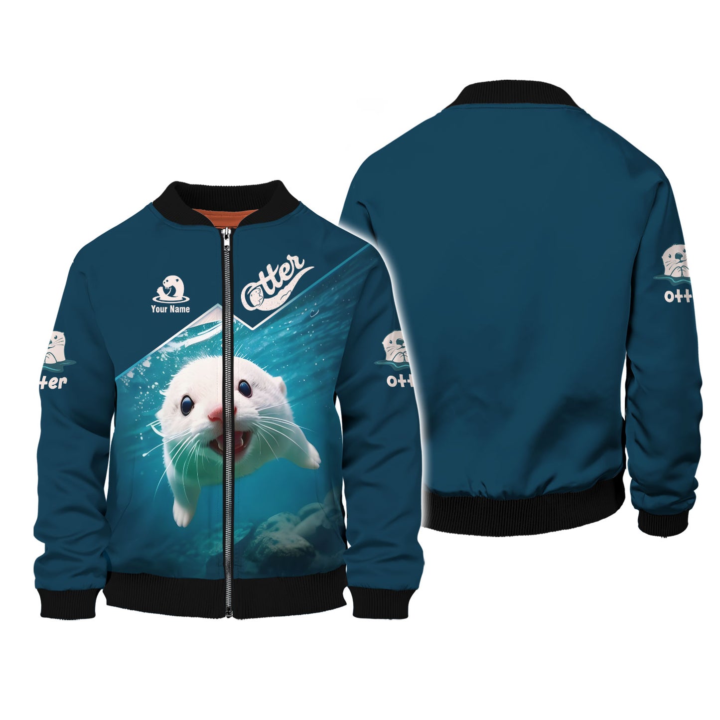 Camiseta de nutria marina con estampado 3D completo, regalo personalizado con nombre para amantes de las nutrias