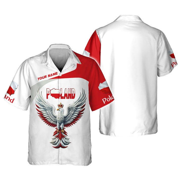 Personalized Poland Pride Shirt - Crowned White Eagle in Flight