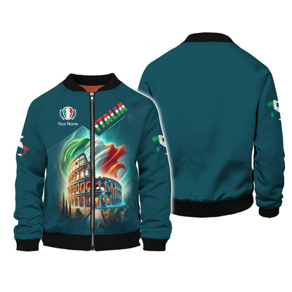 Camiseta personalizada con la bandera de Italia y el Coliseo, regalo para los amantes de Italia, camiseta 3D