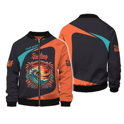 Camiseta personalizada con diseño de surf al atardecer, regalo para amantes del surf, camiseta 3D