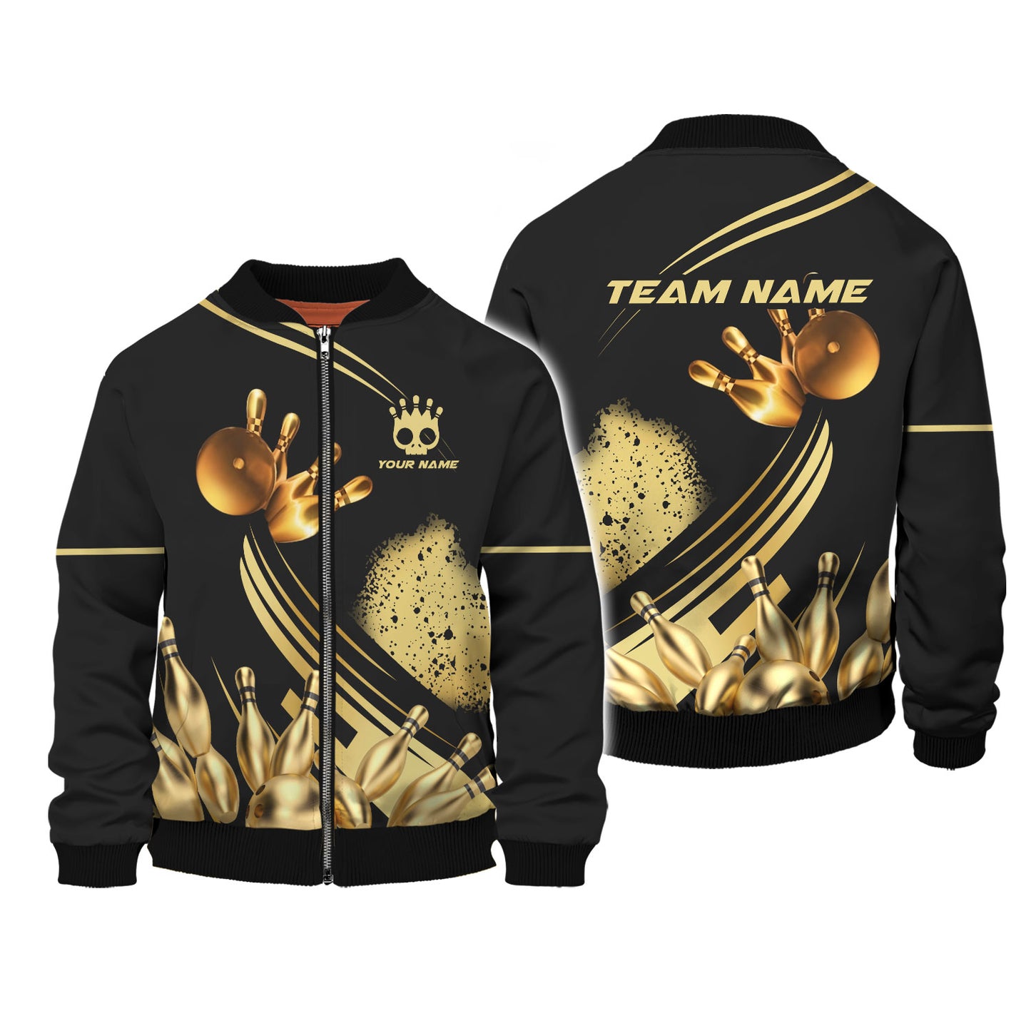 Camiseta personalizada del equipo de bolos: Strike in Golden Style