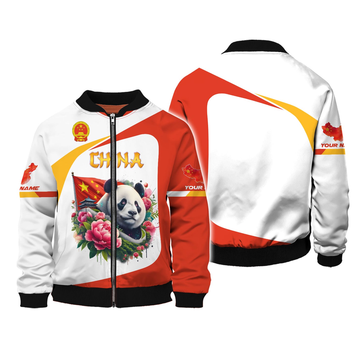 Camiseta con estampado 3D completo de panda y bandera de China, regalo personalizado con nombre para amantes chinos