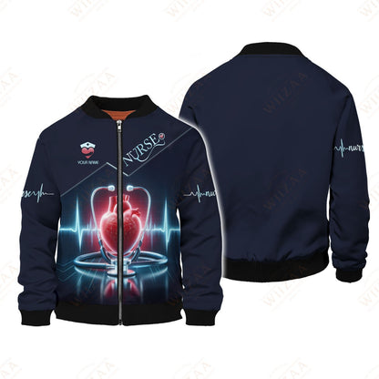 Camiseta de enfermera personalizada: gráfico de latidos del corazón y estetoscopio | Camiseta médica de corte cómodo