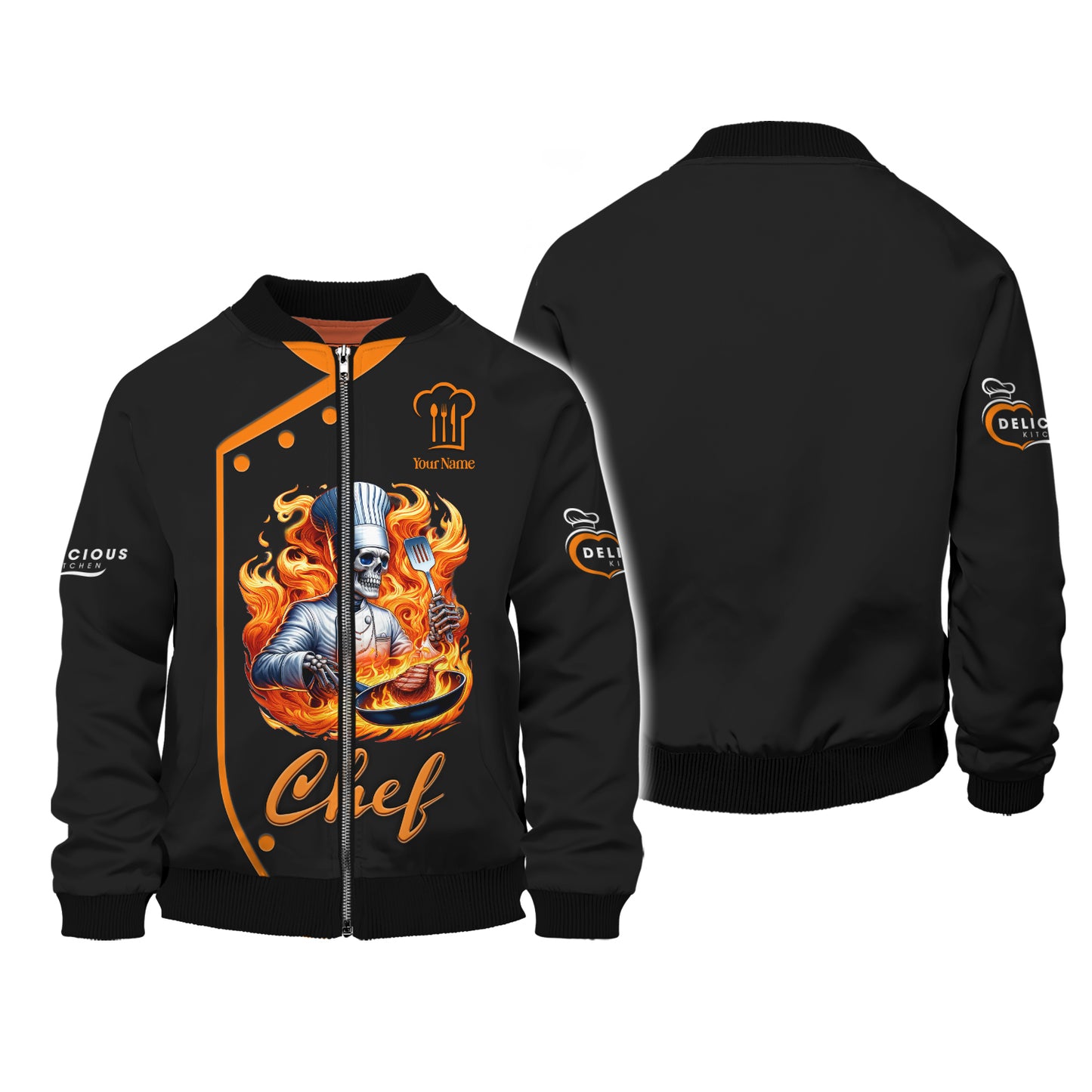 Chef Cooking Custom T-Shirts Skull Chef With Fire 3D Shirt