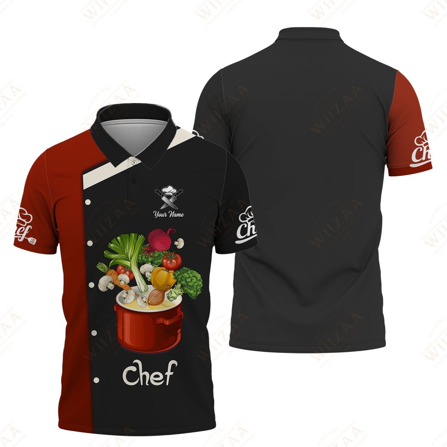 Camiseta de chef personalizada: elegante camiseta culinaria con estampado de verduras vibrantes para amantes de la comida