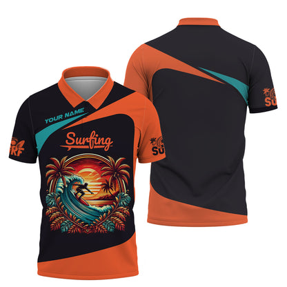 Camiseta personalizada con diseño de surf al atardecer, regalo para amantes del surf, camiseta 3D