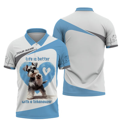 Life Is Better With A Schanauzer Custom Name 3D Shirt Gift For Dog Lover