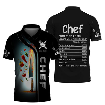 Chef's Knife And Vegetables 3D Shirts Knives Cooking Custom T-Shirt