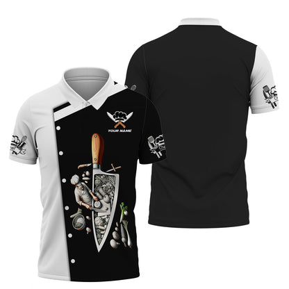 Personalized Chef Shirt - Culinary Artistry Knife & Ingredients Montage