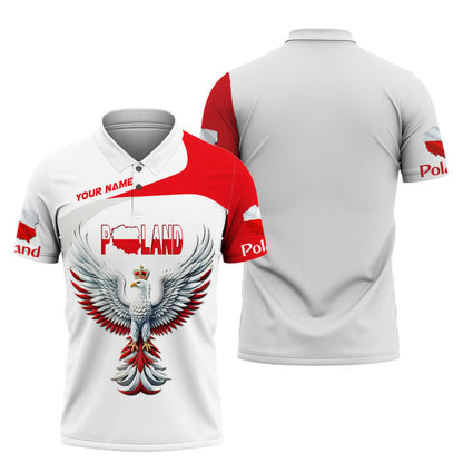 Personalized Poland Pride Shirt - Crowned White Eagle in Flight