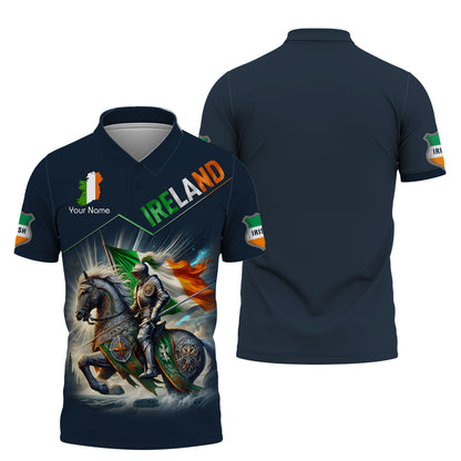 Camiseta personalizada con nombre en 3D de Knight Ireland, regalo personalizado para los amantes de Irlanda