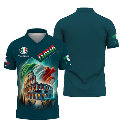 Camiseta personalizada con la bandera de Italia y el Coliseo, regalo para los amantes de Italia, camiseta 3D