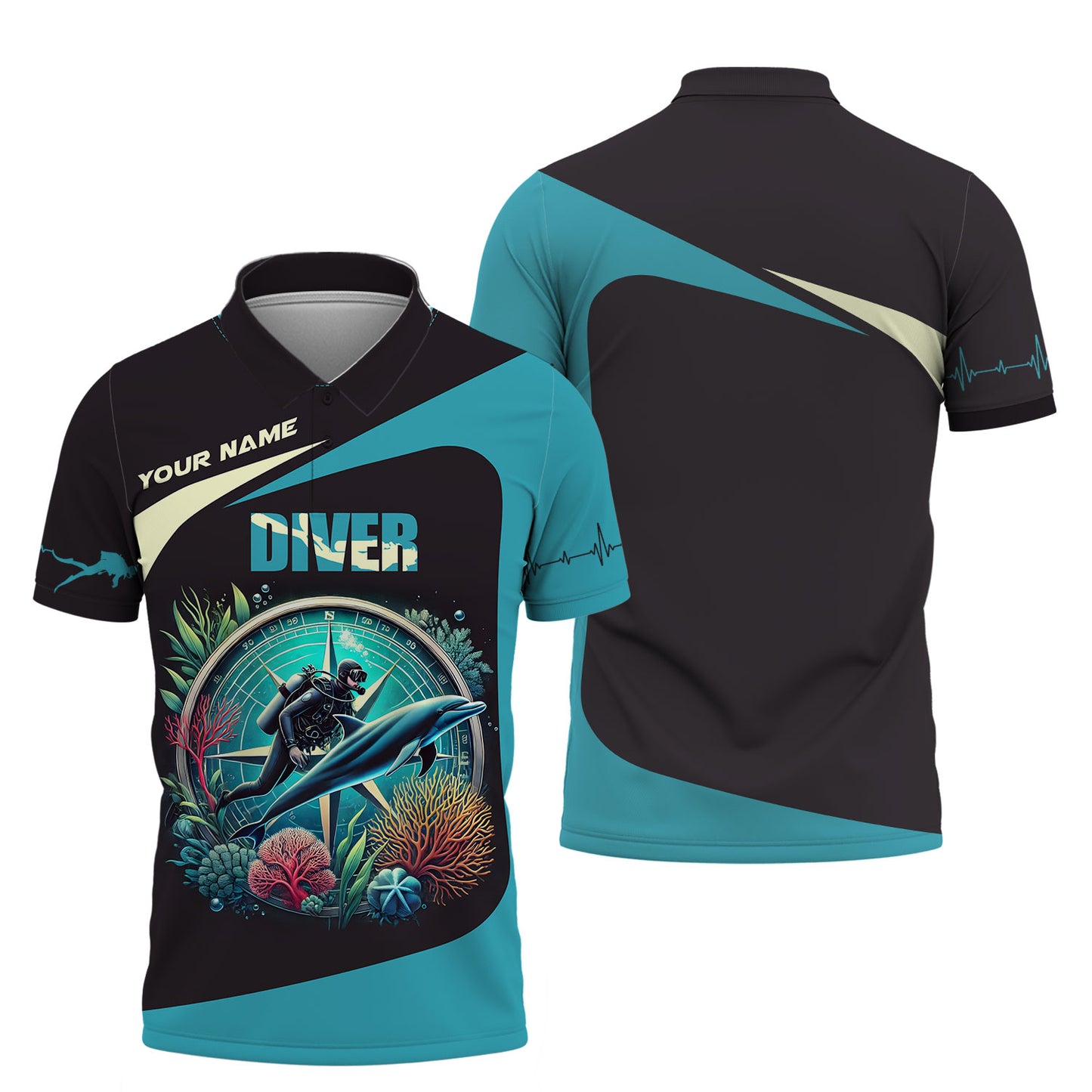 Camisetas de buceo con impresión 3D completa, regalo con nombre personalizado para amantes del buceo