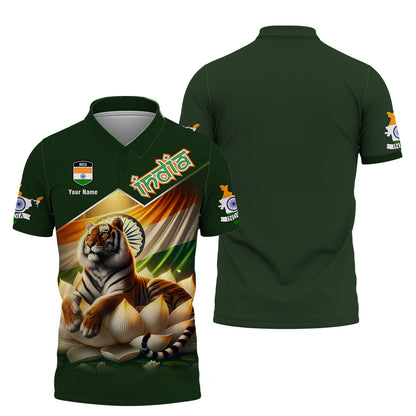 Camisetas personalizadas de la India, camiseta 3D con tigre y loto, regalo para amantes de la India