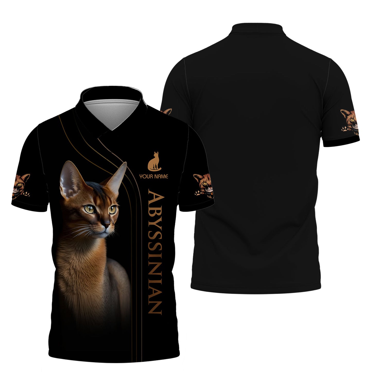 Camisetas con estampado 3D de gato abisinio, regalo personalizado con nombre para amantes de los gatos