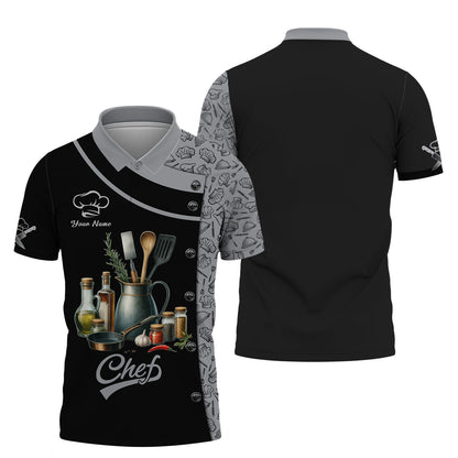 Personalized Chef Shirts - Classic Cooking Tools Design for Gourmet Chefs