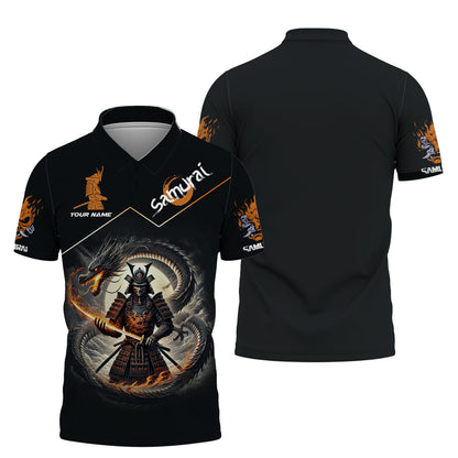 T-shirts personnalisés samouraï samouraï avec dragon noir 3D cadeau pour les amoureux des samouraïs