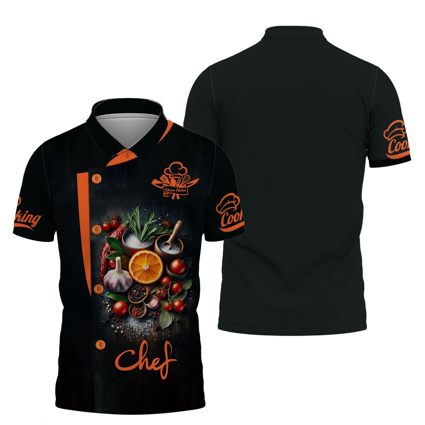 T-shirt de chef personnalisé - Design vibrant d'agrumes et d'épices pour les cuisiniers passionnés