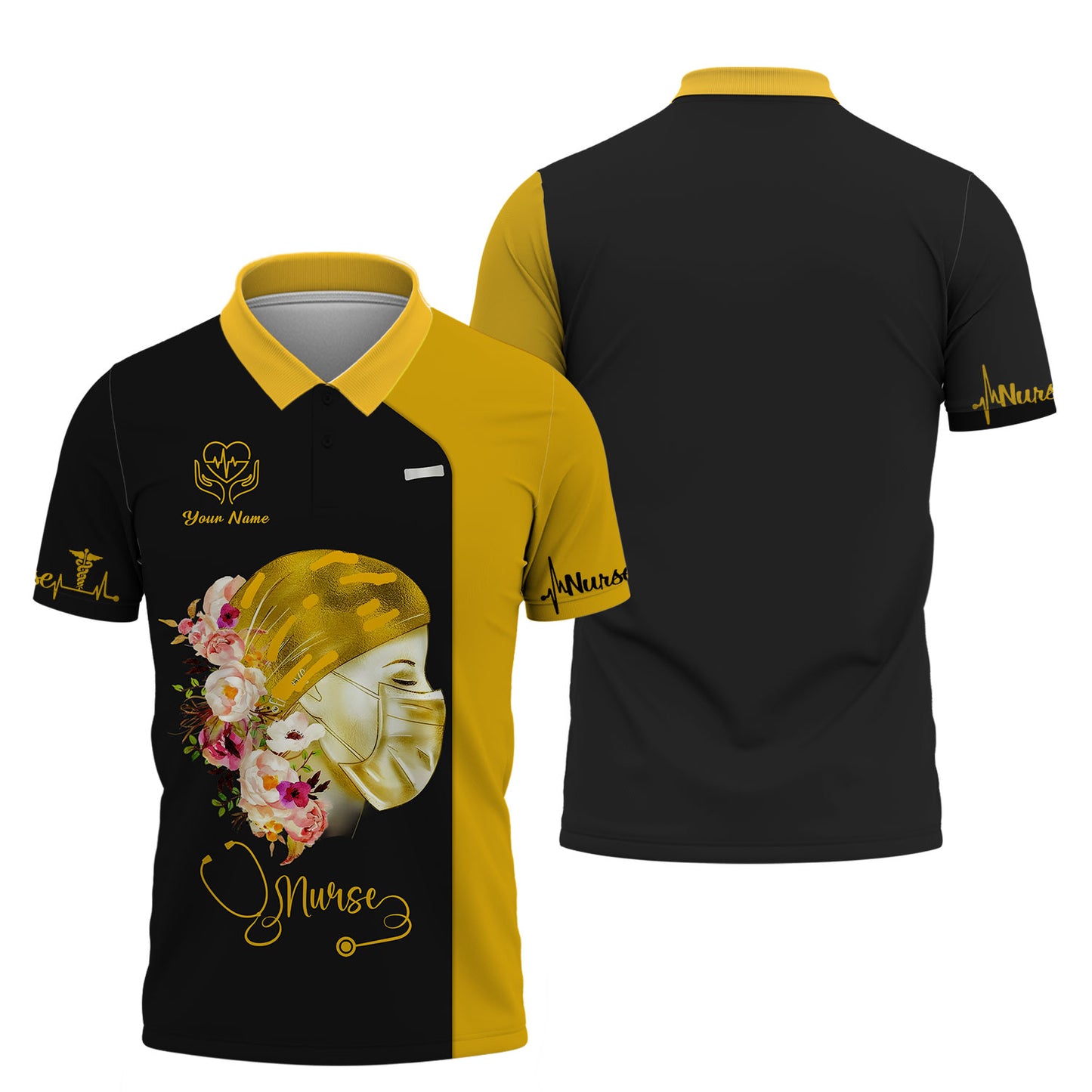 Camiseta de enfermera personalizada: compasión y cuidado floral