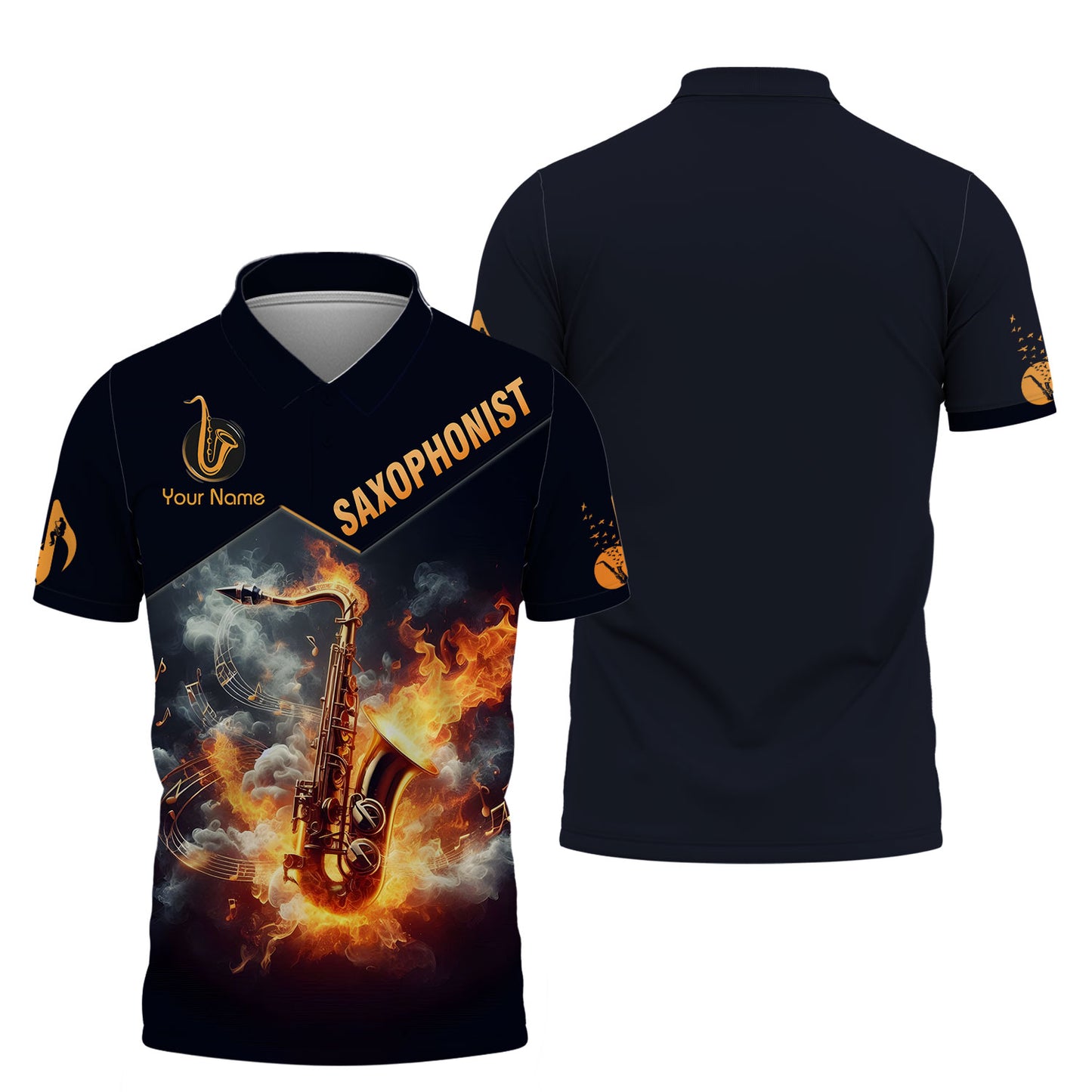 Saxophone With Fire 3D Shirts Saxophonist Custom T - Shirts