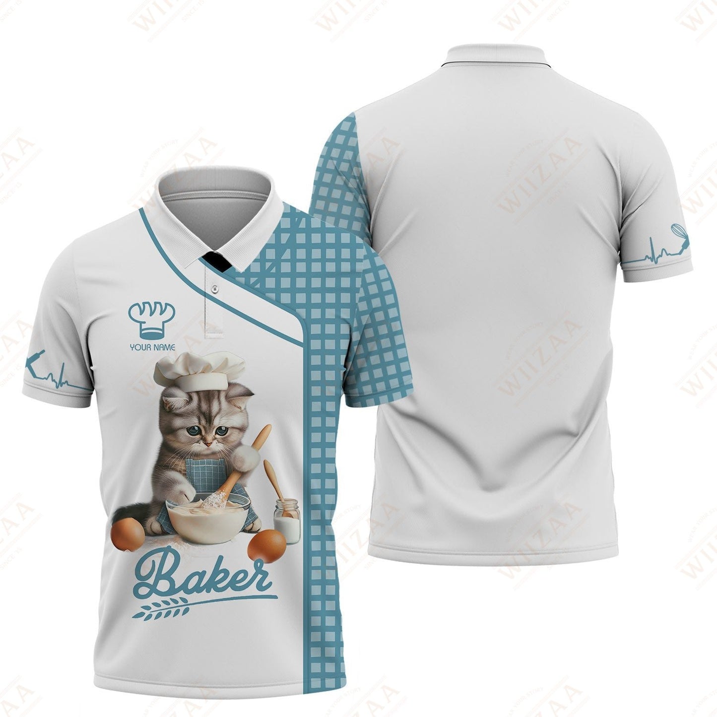 T-shirt de boulanger personnalisé - Motif de boulanger fantaisiste avec chat | Vêtements de cuisine uniques pour les amateurs de chats culinaires