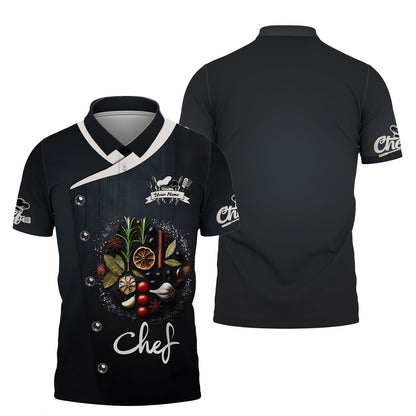 Personalized Chef Shirt - Elegant Spice and Herb Arrangement for Culinary Professionals