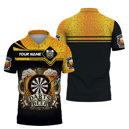 Darts And Beer That's Why I'm Here Shirt Personalized Name 3D Shirt For Beer Darts Club Lovers