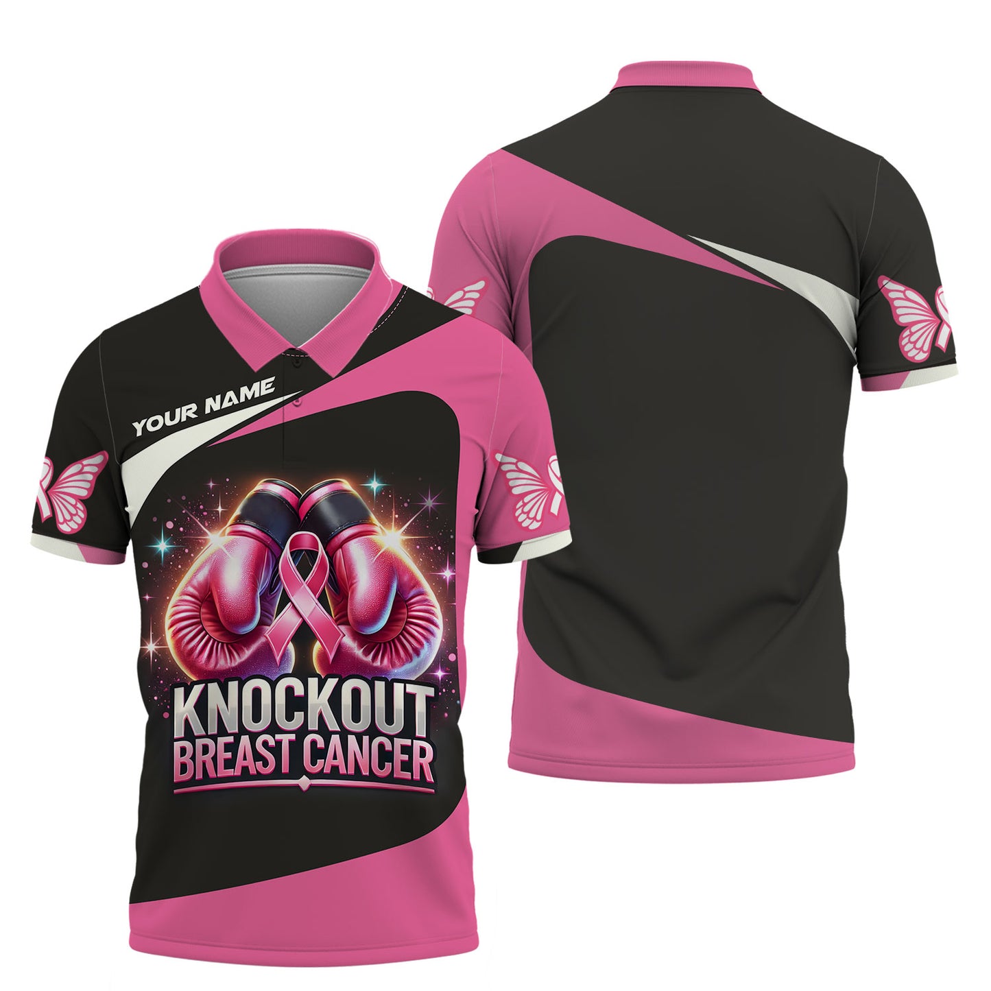 T-shirts personnalisés contre le cancer du sein Knockout Gants de boxe T-shirt 3D contre le cancer du sein Cadeau pour survivant du cancer