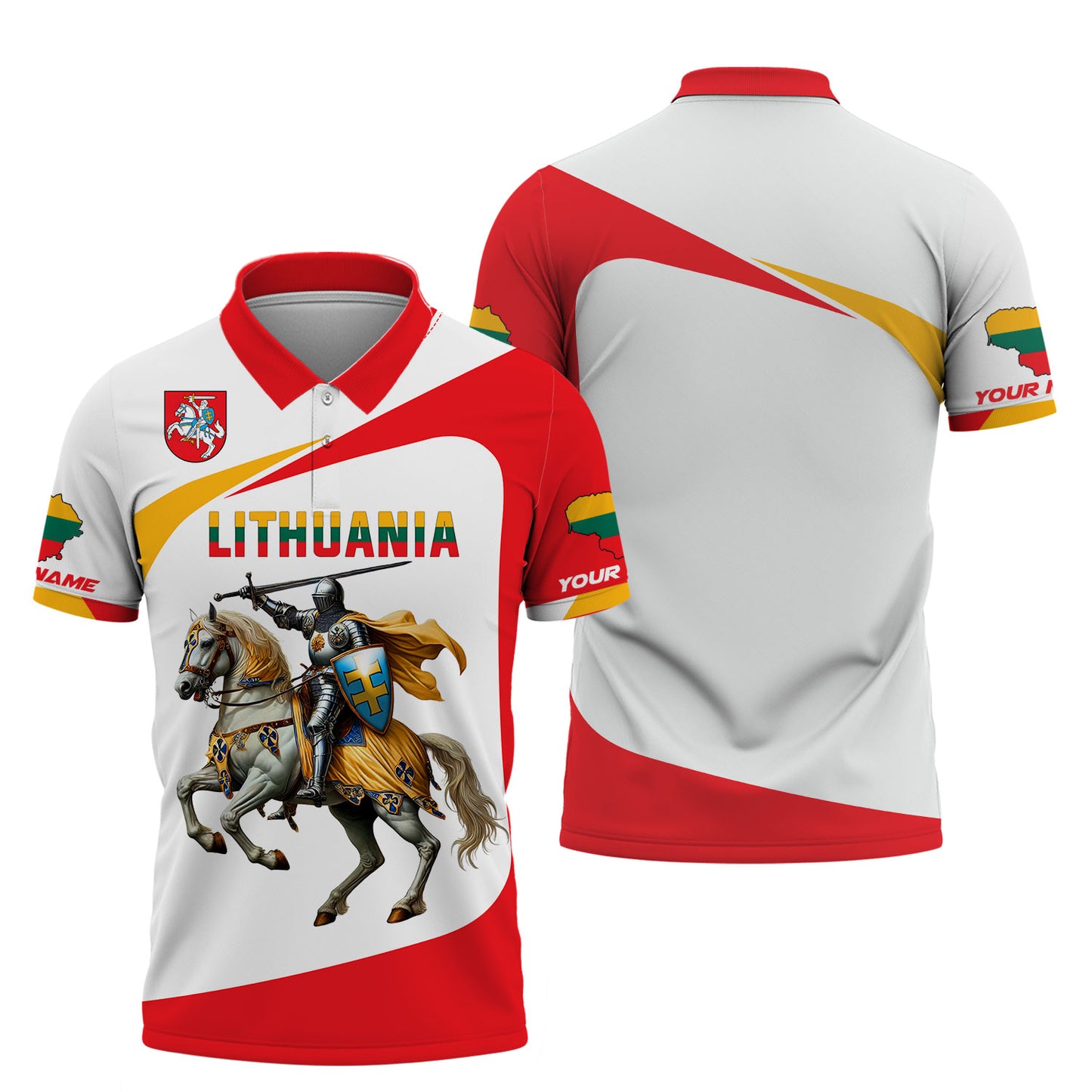 3D Full Print Knight Of Lithuania Shirt Personalized Name Gift For Lithuanian Lovers