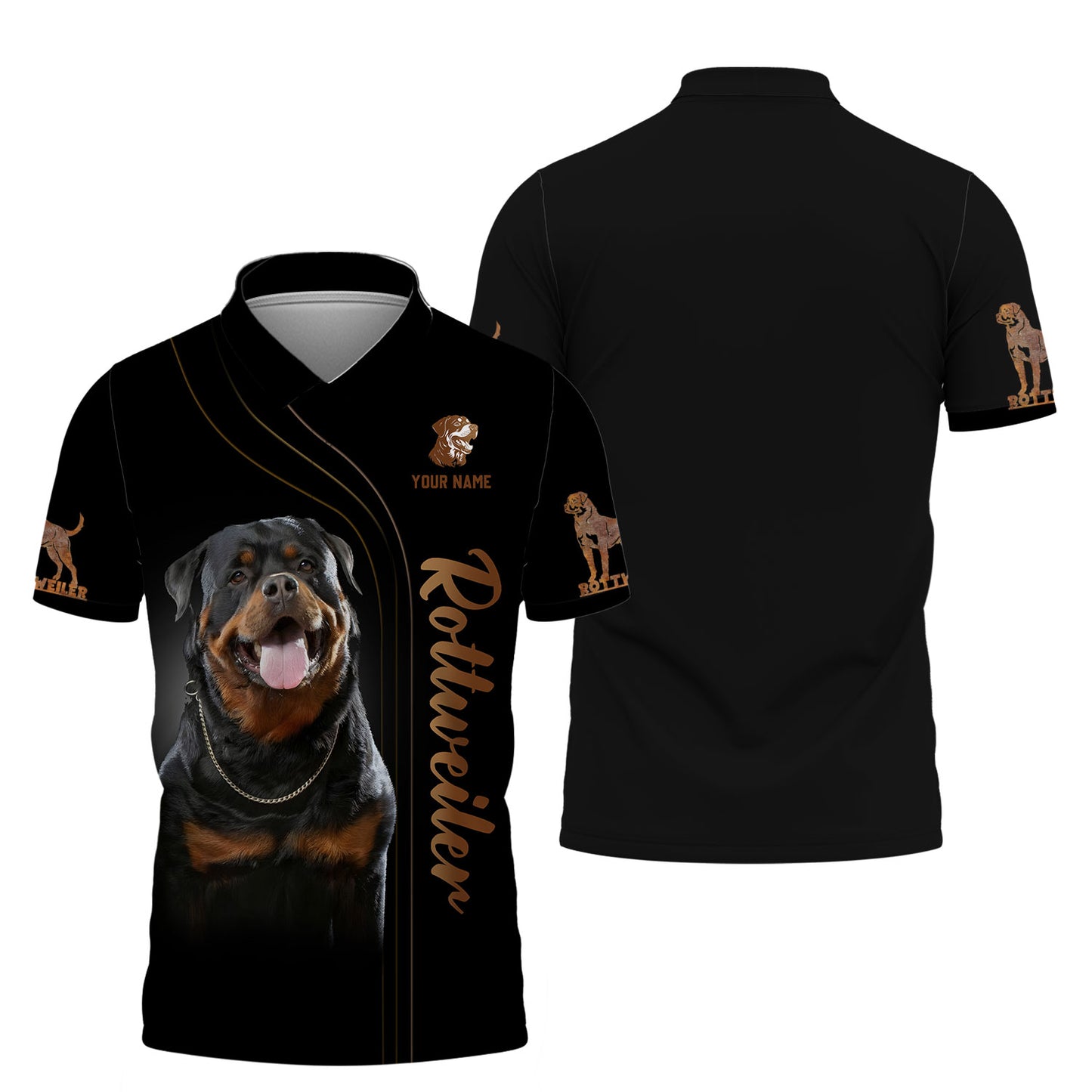 Camisetas con estampado 3D completo de perro rottweiler, regalo personalizado con nombre para amantes de los perros