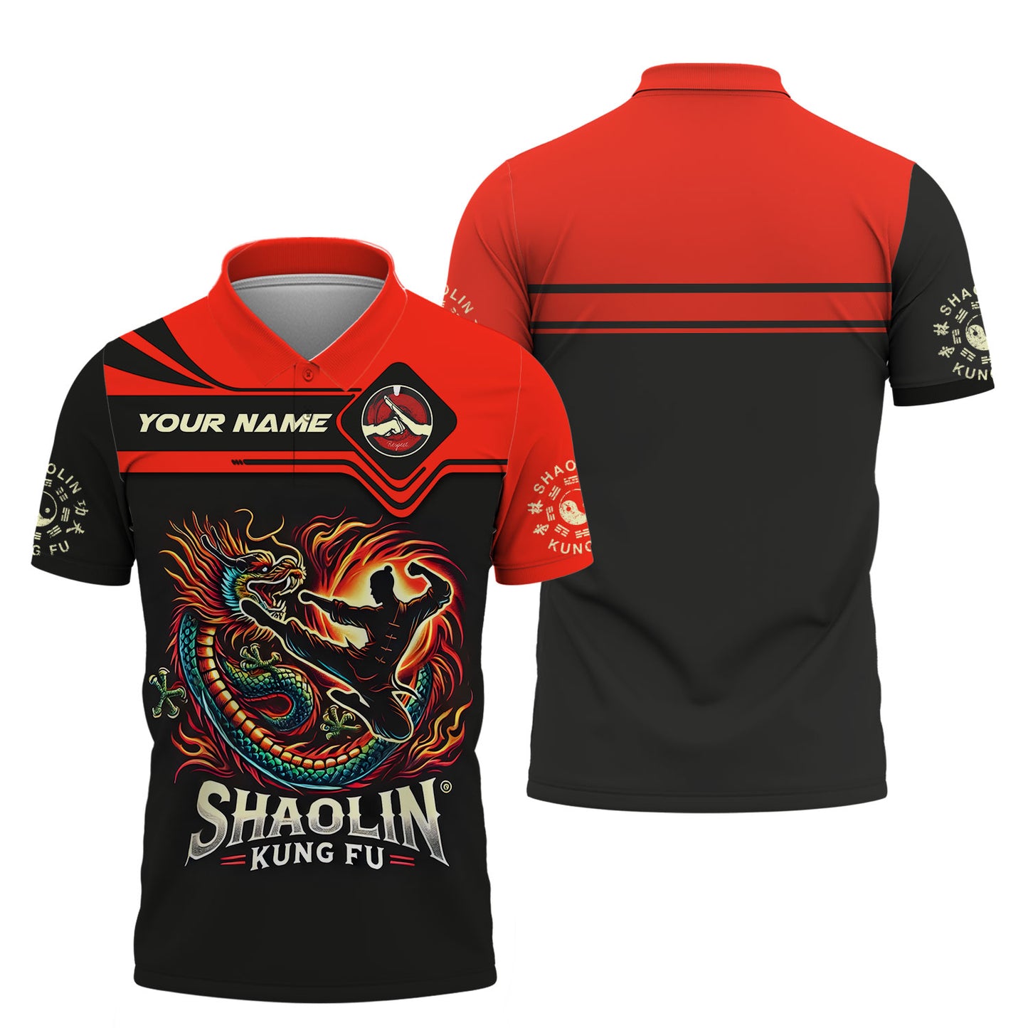 T-shirts personnalisés Shaolin Kung Fu avec Gragon Cadeau pour les amateurs de Shaolin Kung Fu T-shirt 3D Shaolin Kung Fu