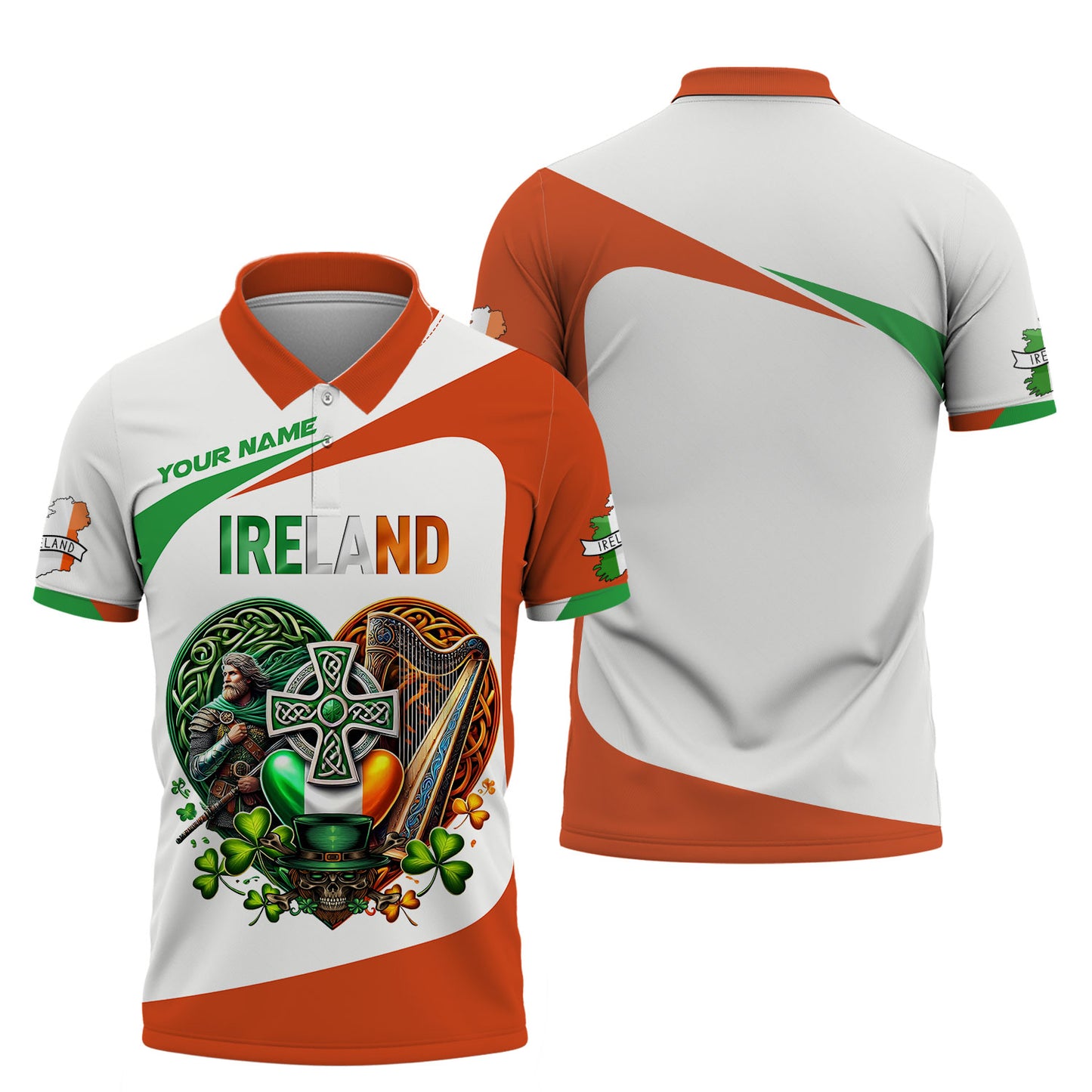 T-shirt avec cœur imprimé en 3D en Irlande - Cadeau personnalisé pour les amoureux irlandais