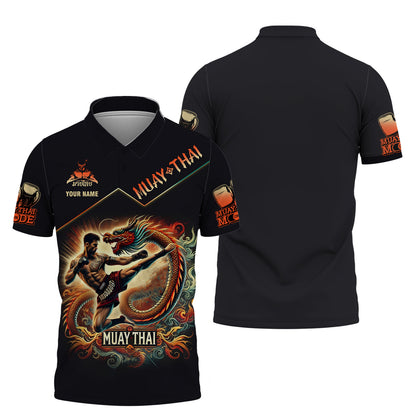 3D Full Print Muay Thai Fighter With Dragon Shirt Personalized Name Gift For Muay Thai Lovers