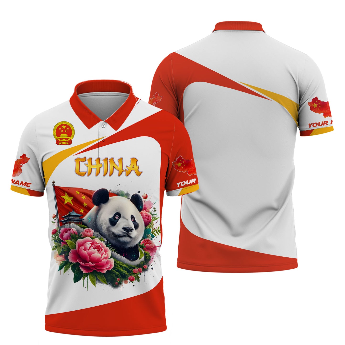 3D Full Print Panda With China Flag Shirt Personalized Name Gift For Chinese Lovers