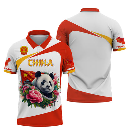 Camiseta con estampado 3D completo de panda y bandera de China, regalo personalizado con nombre para amantes chinos