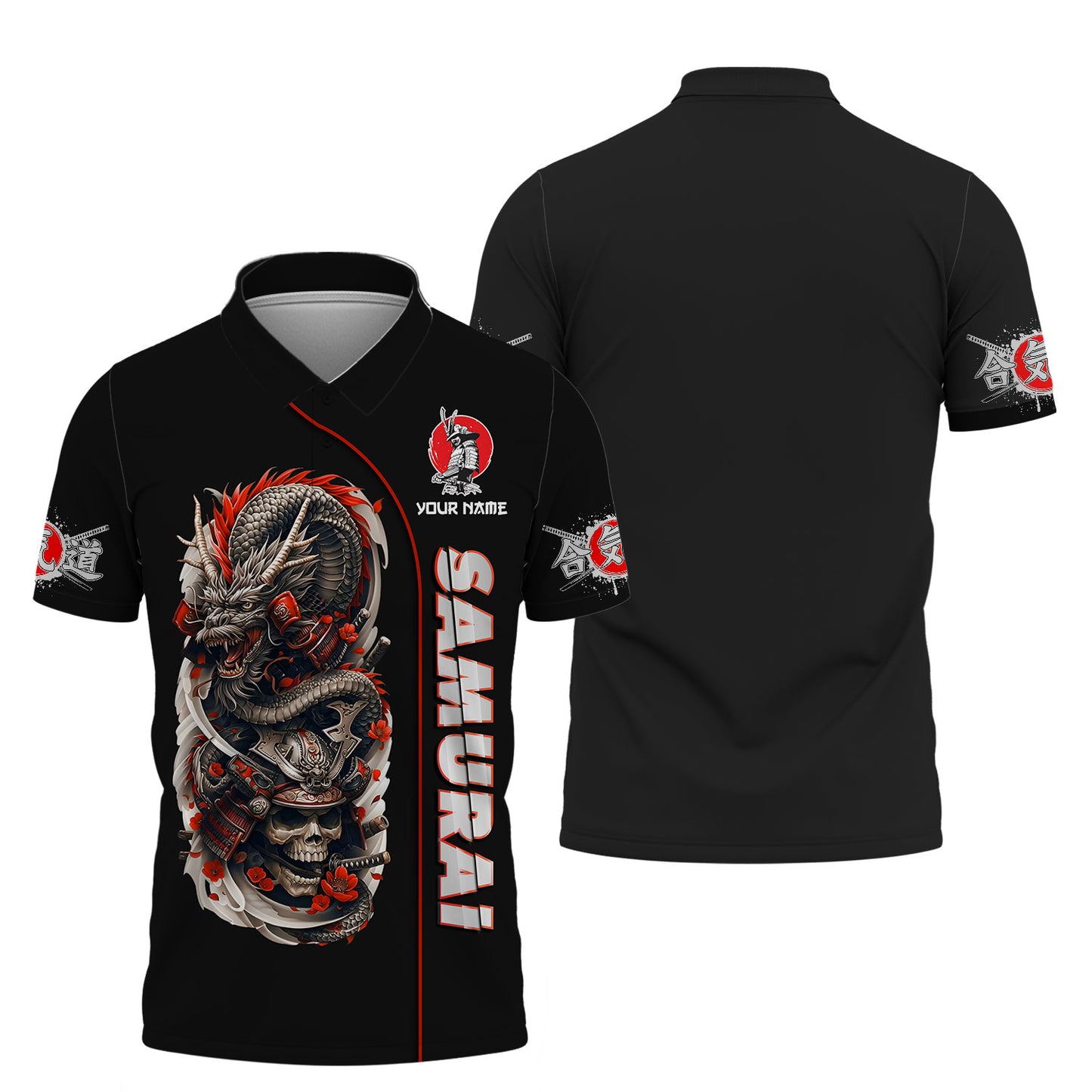 3D Full Print Dragon With Samurai Shirt Personalized Name Gift For Samurai Lovers