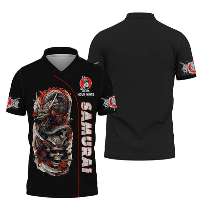 3D Full Print Dragon With Samurai Shirt Personalized Name Gift For Samurai Lovers