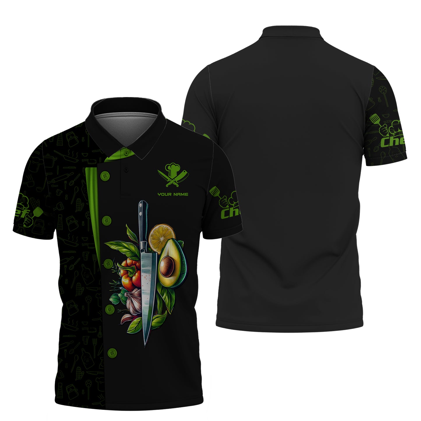 Camisetas personalizadas de chef con cuchillos unisex, camiseta de chef con cuchillo de cocina en 3D, regalo para chef