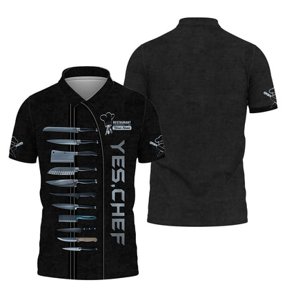 Personalized Chef Shirt - Professional Knife Set Design for Kitchen Experts