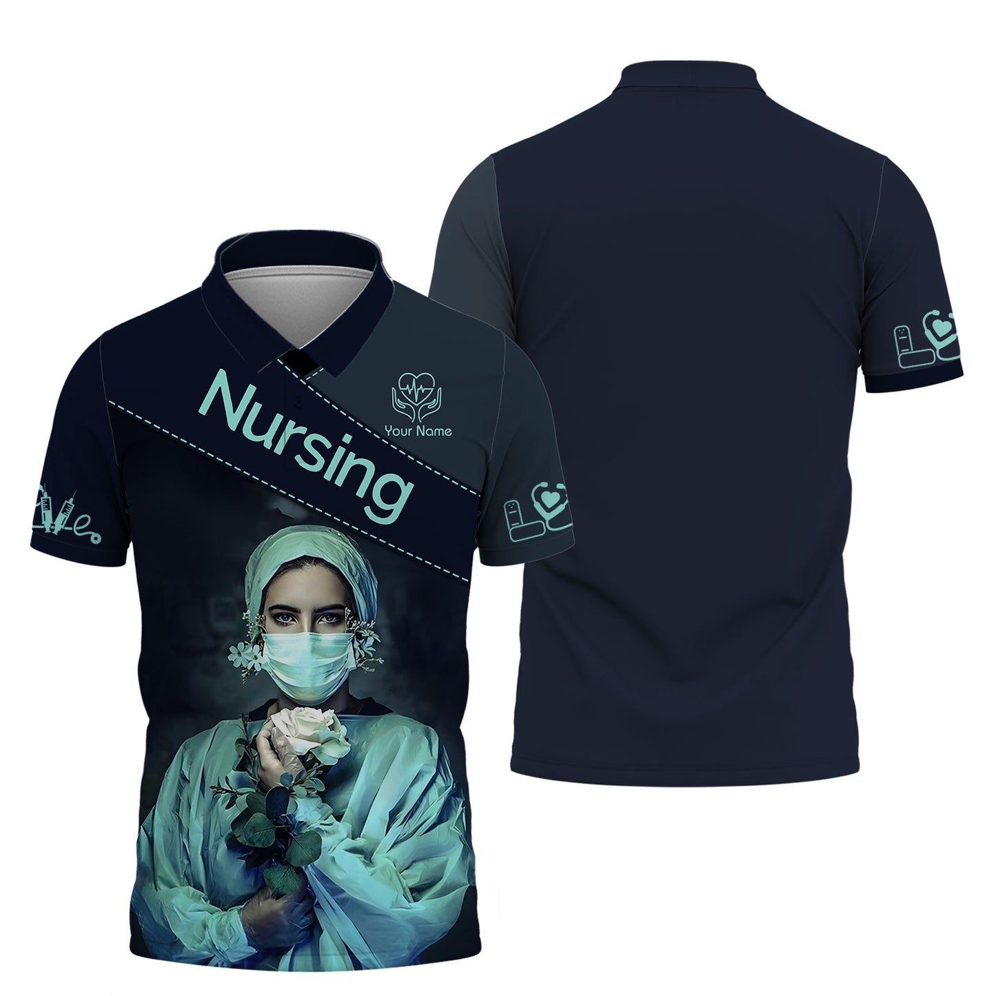 Personalized Nurse Shirt - Elegant Floral Elegance Meets Professional Pride