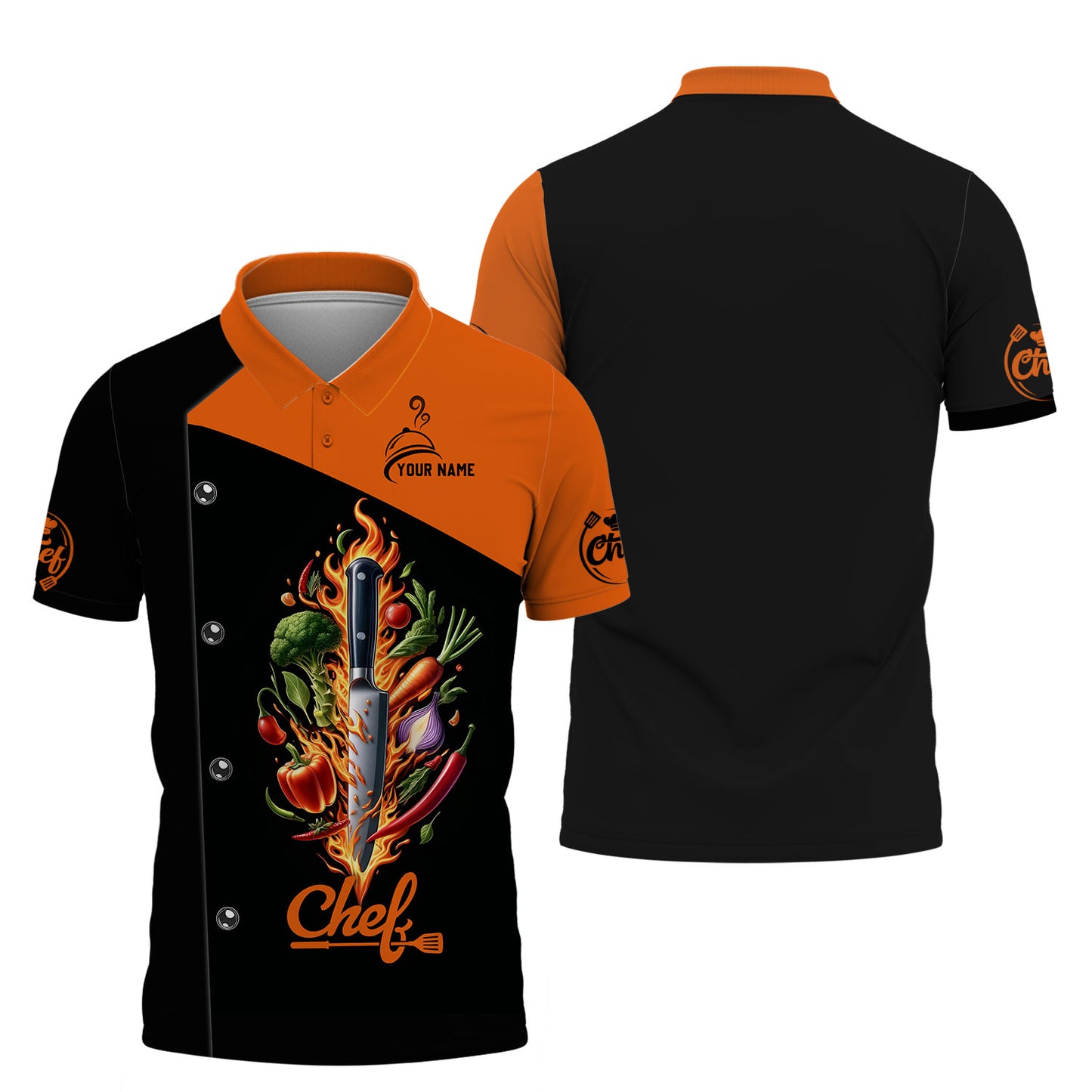 Personalized Chef Shirt – Fiery Flavors and Fresh Produce Blend