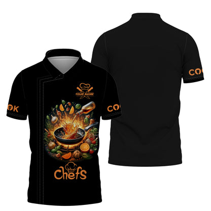 Personalized Chef Shirts - Dynamic Cooking Scene Design for Culinary Artists