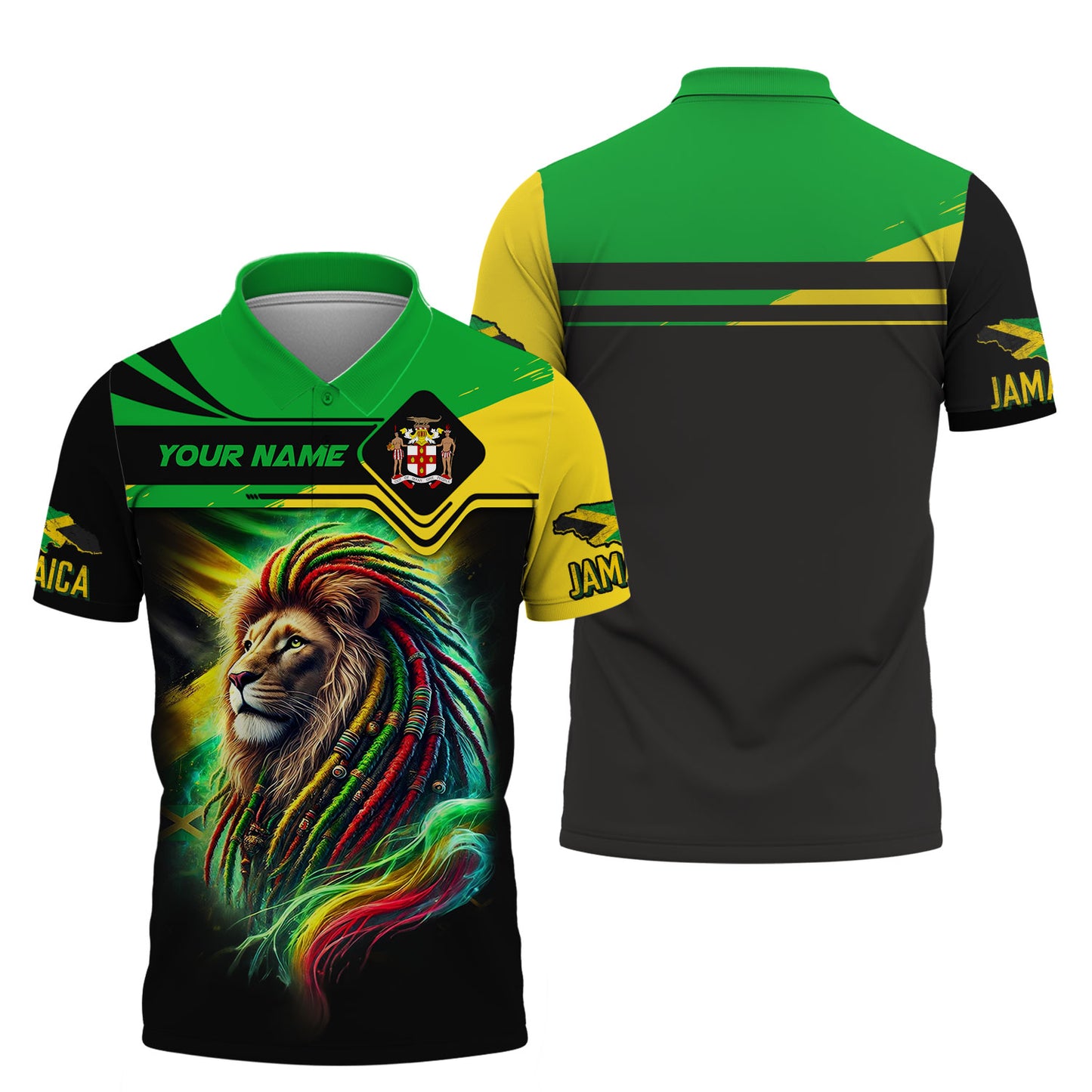 T-shirt personnalisé avec nom 3D du Lion de la Jamaïque, cadeau personnalisé pour les amoureux jamaïcains