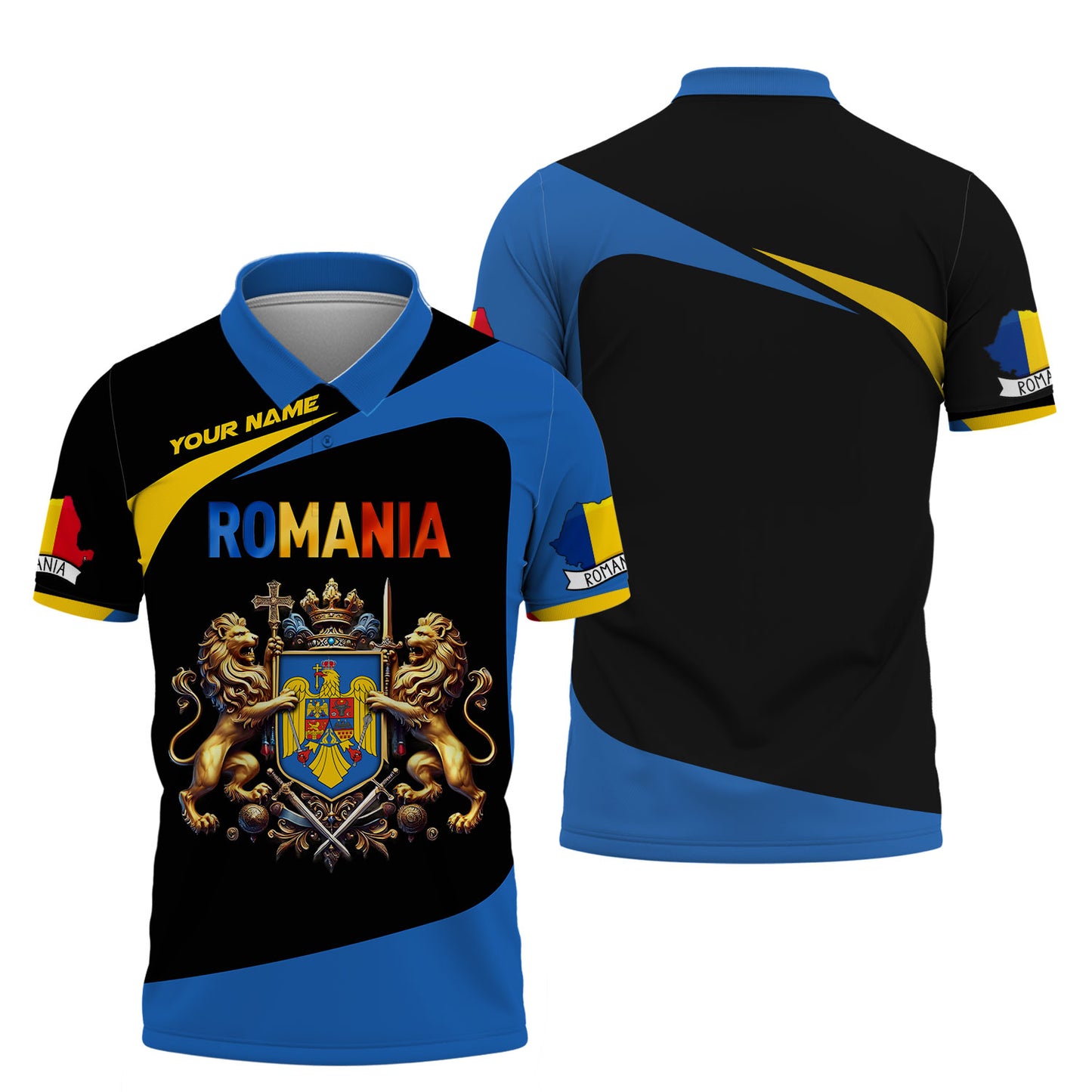 Camiseta personalizada con el escudo de armas de Rumania en 3D, regalo personalizado para los amantes de Rumania