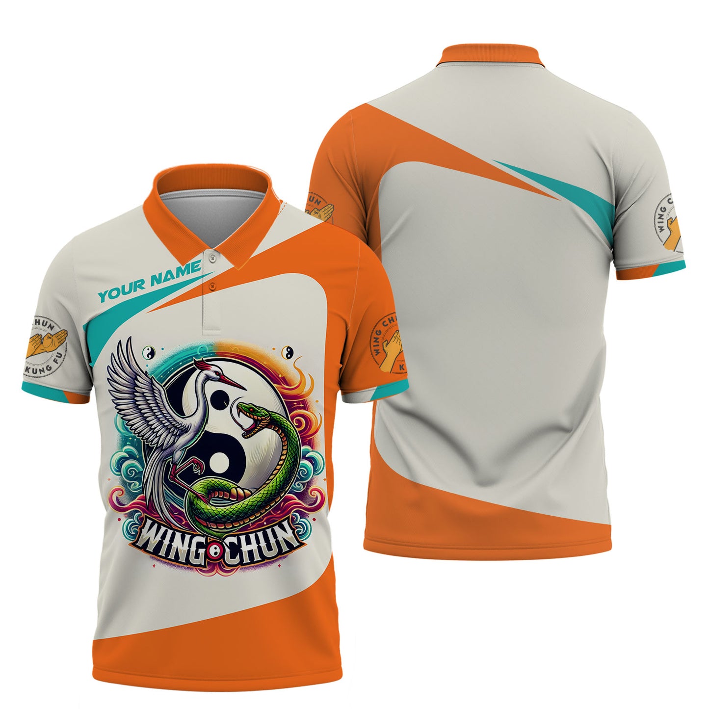 Camisa de artes marciales Wing Chun: elegante diseño de grulla y serpiente Yin-Yang