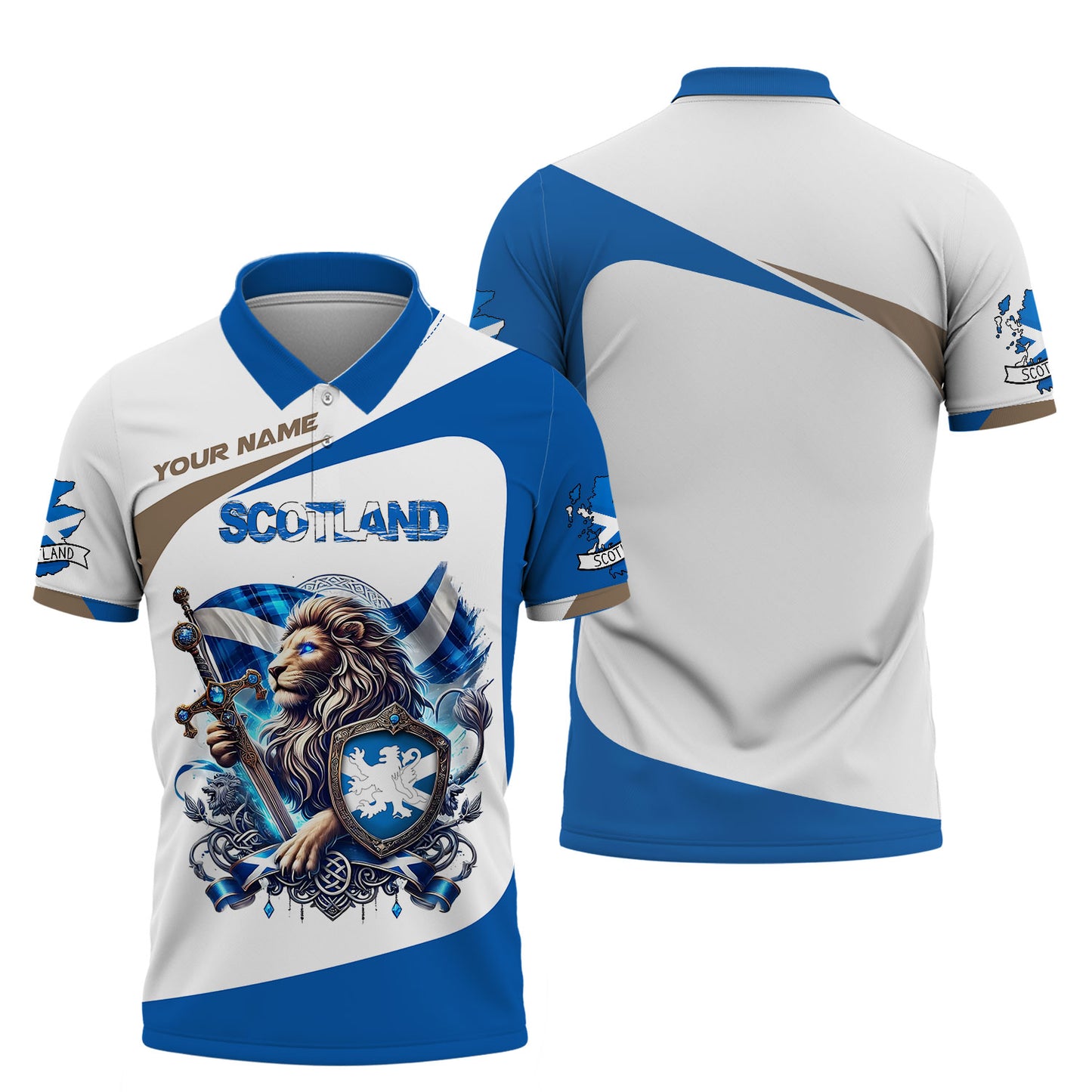 Camiseta personalizada con nombre en 3D del guerrero león de Escocia, regalo personalizado para los amantes de Escocia