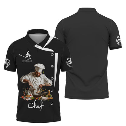 Personalized Chef Shirt – Master Chef in Action with Dynamic Kitchen Scene